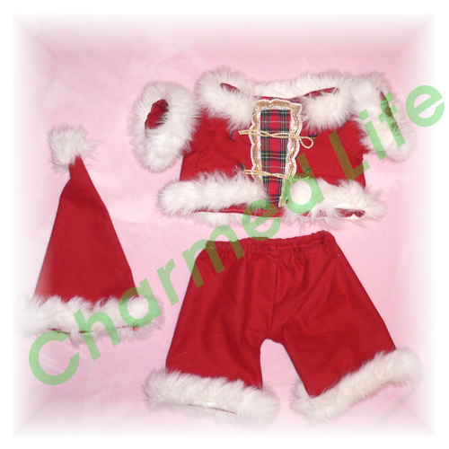 ダッフィーぬいぐるみSサイズコスチューム 赤のチェック サンタ風コスプレ衣装 服 クリスマス