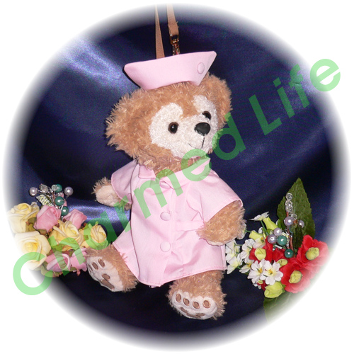 ダッフィーぬいぐるみポーチコスチューム ピンク ナース風コスプレ衣装 服 看護士